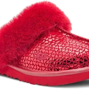 NIB UGG KIDS COZY II GEL HEARTS SLIPPERS RED KIDS SIZE 6 FIT WOMEN SIZE 7.5-8