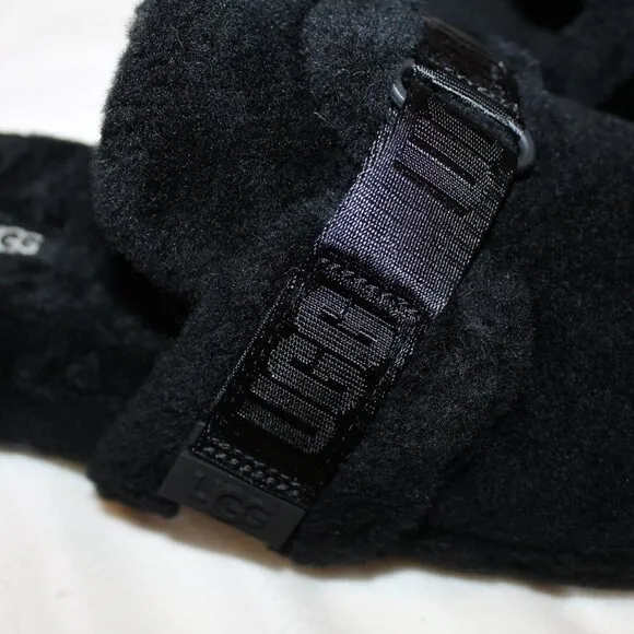 NIB UGG‎ MEN'S FLUFF IT SHEARLING SLIP ON SLIPPERS BLACK