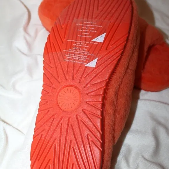 NIB UGG MEN'S FLUFF‎ YOU SLIP ON FUR SLIPPERS ORANGE
