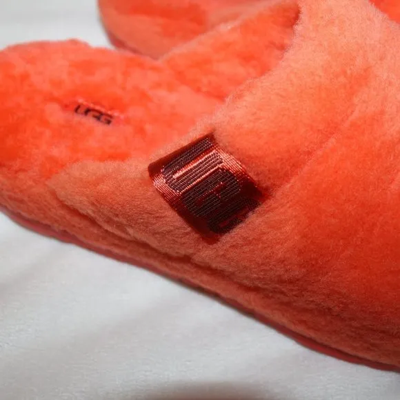 NIB UGG MEN'S FLUFF‎ YOU SLIP ON FUR SLIPPERS ORANGE