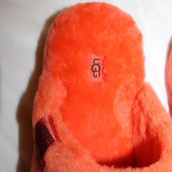 NIB UGG MEN'S FLUFF‎ YOU SLIP ON FUR SLIPPERS ORANGE