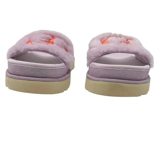 NIB Ugg Purple Orange Laton Fur Slide Slippers Size 9