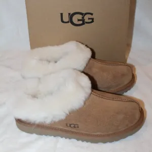 NIB UGG WOMEN'S‎ 6 YOUTH 4 SUEDE SHEARLING SLIP ON SLIPPERS