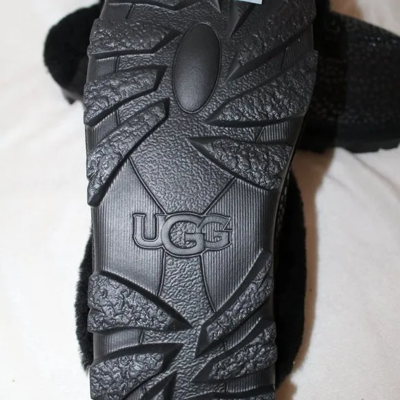 NIB UGG WOMEN'S COQUETTE SPARKLE SPOT SHEARLING SUEDE‎ SLIPPERS BLACK