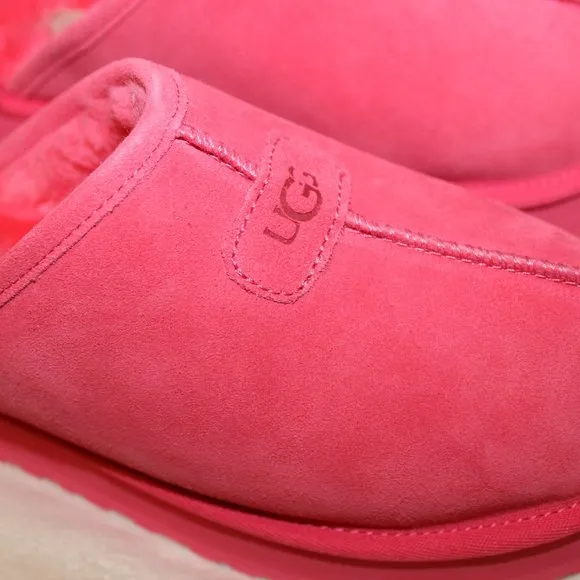 NIB UGG WOMEN'S DISCOQUETTE SUEDE SHEARLING SLIP‎ ON PLATFORM SLIPPERS PINK