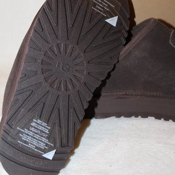 NIB UGG WOMEN'S DISCOQUETTE SUEDE SHEARLING‎ SLIP ON SLIPPERS BROWN