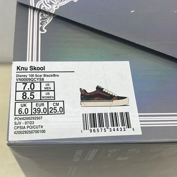 NIB - Vans X Disney 100th Anniversary Knu Skool Scar Shoes - Mens 7 / Womens 8.5