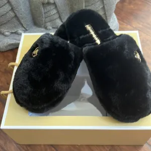 NIB/NWT Michael Kors Alexis Closed Toe Short Faux Fur Slippers