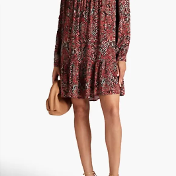 NICHOLASDevan gathered snake-print crepe mini dress size 6 luxury Brand