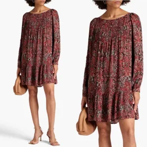 NICHOLASDevan gathered snake-print crepe mini dress size 6 luxury Brand