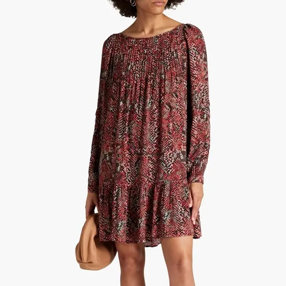 NICHOLASDevan gathered snake-print crepe mini dress size 6 luxury Brand