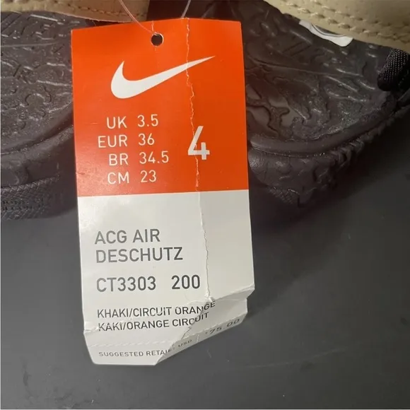 Nike ACG Deschutz Sandals Size 5.5 W Khaki Blue Orange Outdoor Shoes CT3303-200