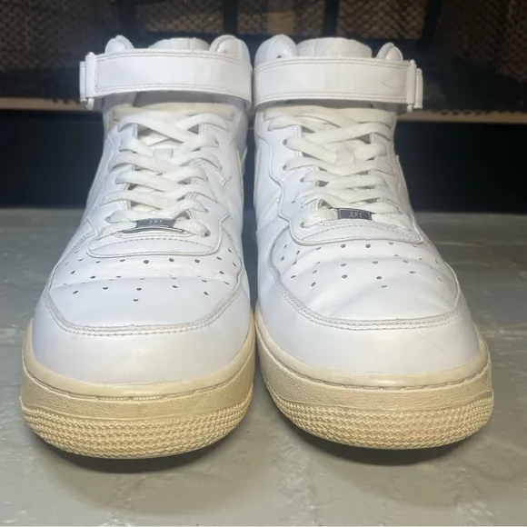 Nike Air Force 1 AF1 Mid '07 Triple White Sneakers Shoes size 13