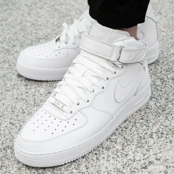 Nike Air Force 1 AF1 Mid '07 Triple White Sneakers Shoes size 13