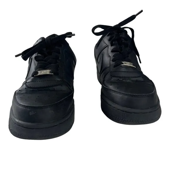 Nike Air Force 1 Leather Sneakers Low 11 Black Shoes Lace Up
