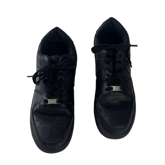 Nike Air Force 1 Leather Sneakers Low 11 Black Shoes Lace Up