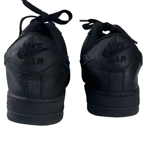 Nike Air Force 1 Leather Sneakers Low 11 Black Shoes Lace Up