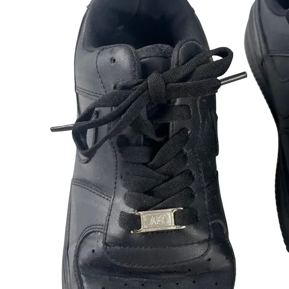 Nike Air Force 1 Leather Sneakers Low 11 Black Shoes Lace Up