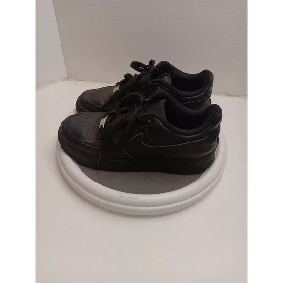 Nike Air Force 1 Youth Black Sneakers Size 4.5Y Leather Lace-Up Shoes
