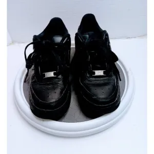 Nike Air Force 1 Youth Black Sneakers Size 4.5Y Leather Lace-Up Shoes