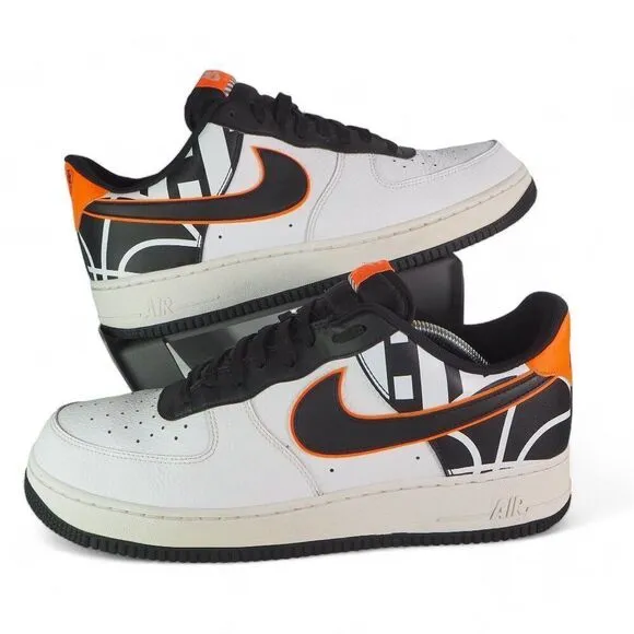 Nike Air Force 1 '07 LV8 'White Black Orange' Sneakers 823511-104 Men's 12