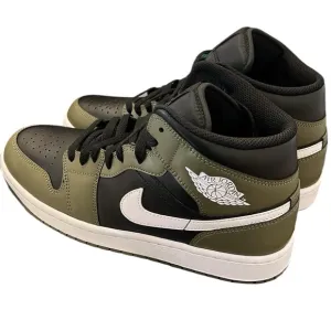 Nike Air Jordan 1 Men's Black and Green Sneakers