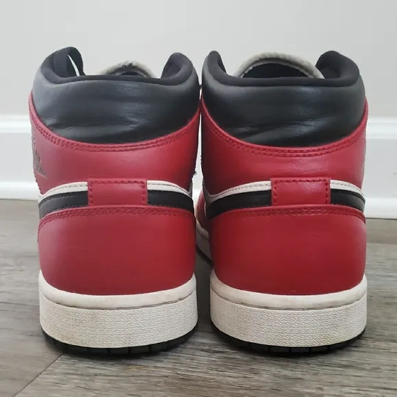 Nike Air Jordan 1 Mid Black Red White Leather Shoes