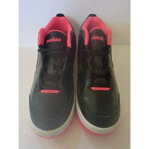 Nike Air Jordan Big Fund Girl's Black And Pink Lace-Up Sneaker Shoes Size 5.5Y