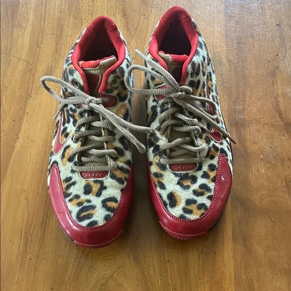 Nike Air Leopard Print Sneakers with Red Accents- Rare and Unique