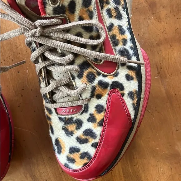 Nike Air Leopard Print Sneakers with Red Accents- Rare and Unique