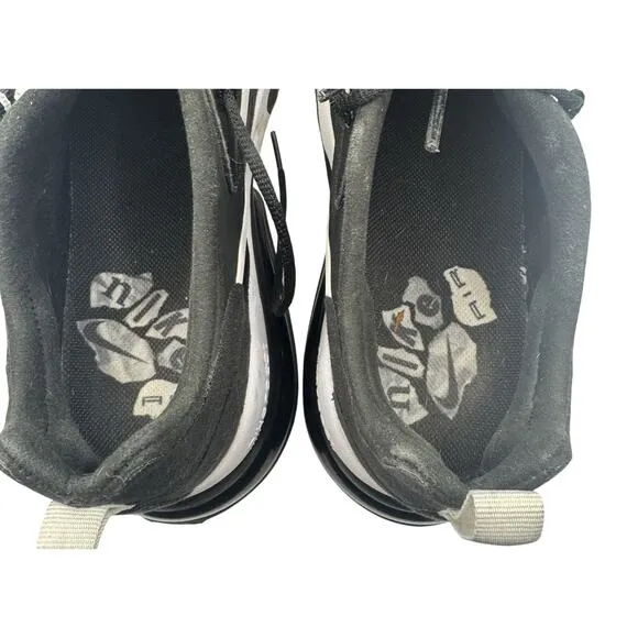 Nike Air Max 270 React Mens 10.5 Black White Athletic Running Sneakers Cushioned