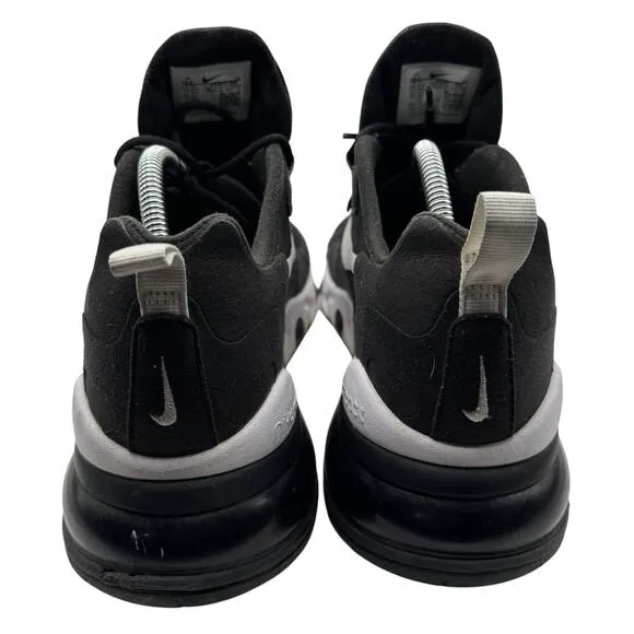 Nike Air Max 270 React Mens 10.5 Black White Athletic Running Sneakers Cushioned