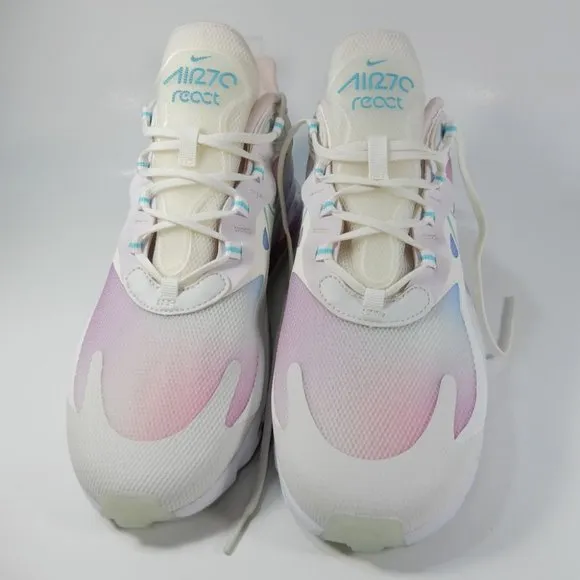 NIKE Air Max 270 React Women's SIZE 12 Summit White Bleached Aqua CK6929-100 NEW