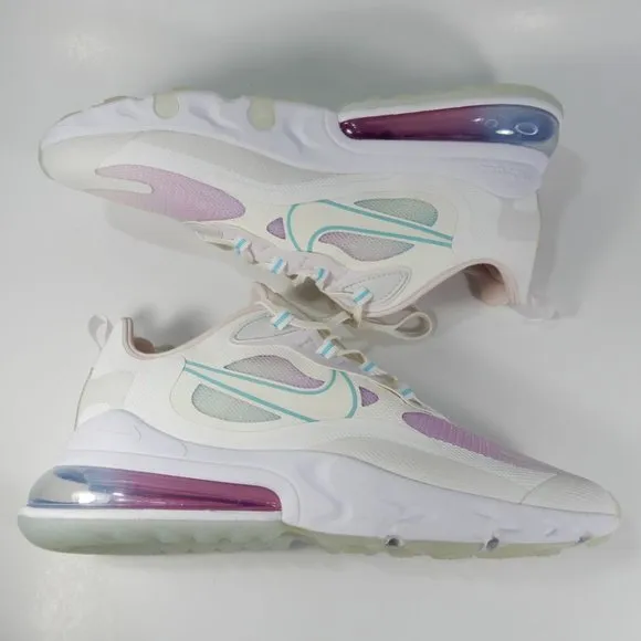 NIKE Air Max 270 React Women's SIZE 12 Summit White Bleached Aqua CK6929-100 NEW