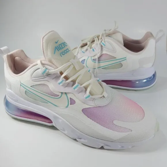 NIKE Air Max 270 React Women's SIZE 12 Summit White Bleached Aqua CK6929-100 NEW