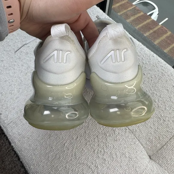 Nike Air Max 270 White Sneakers 6Y Young 7 Womens