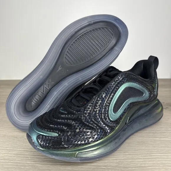 NIKE AIR MAX 720 GS THROWBACK FUTURE YOUTHS 5.5Y WOMENS SHOES SIZE 7 BLACK
