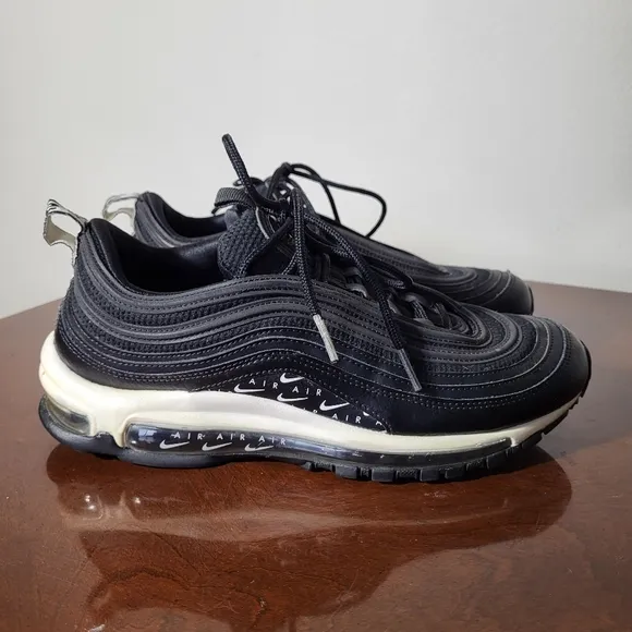 Nike Air Max 97 Black and White Athletic Shoes with Cushioned Sole Size 10