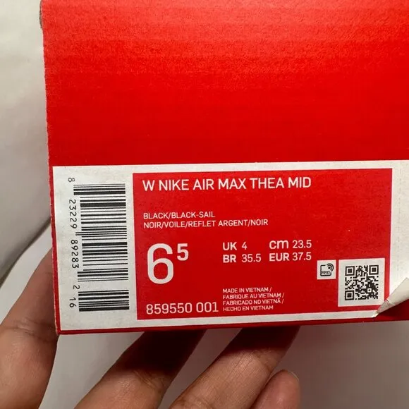 🤩Nike Air Max Thea Mid SZ 6.5 Womens Shoes Boots Black Sail Noir 859550-001 New