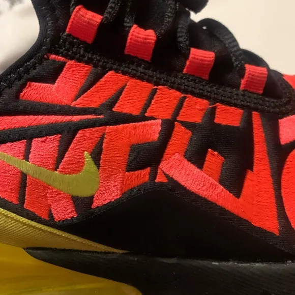 Nike AIRMAX 270 EUC Orange red color, Black and Yellow Athletic Shoes.