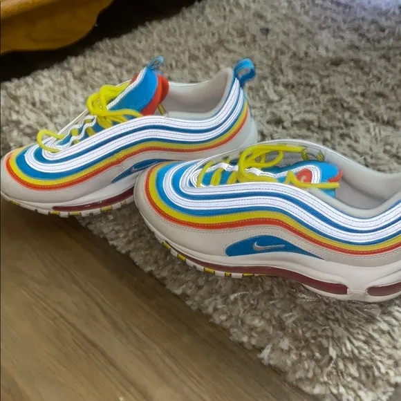 Nike Blue and Yellow Air Max 97 Sneakers