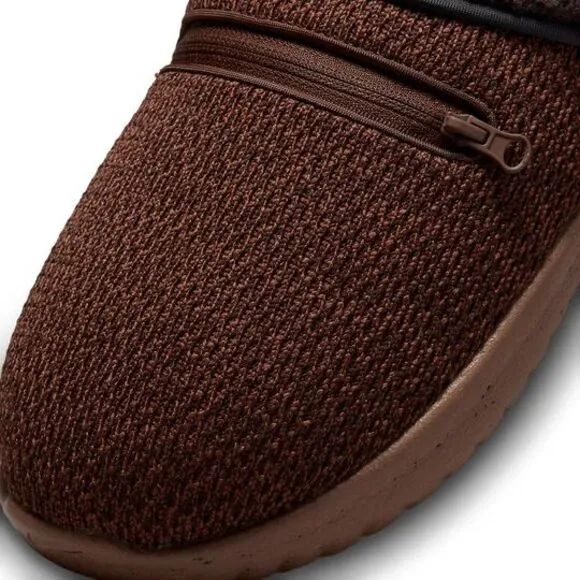 Nike Burrow SE Knit Faux Fur Slippers Men's Sz 6 Brown Slip On Lined DR8886-200