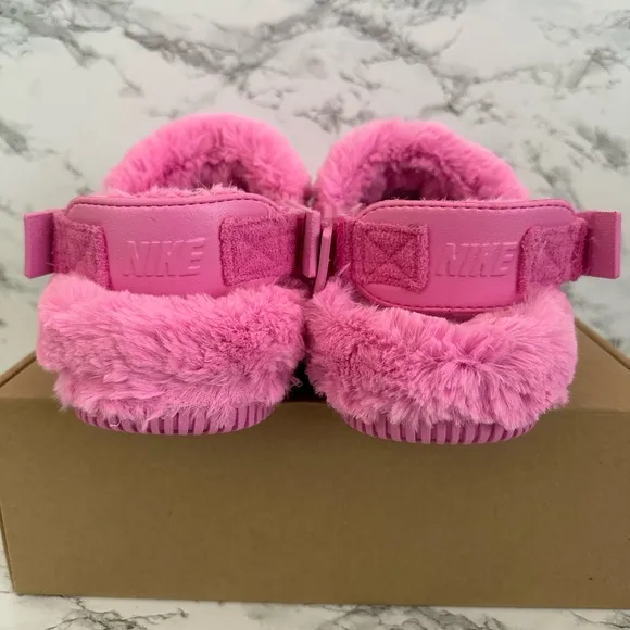Nike Calm Mule SE Playful Pink Fur Slippers Slides FZ3119-600 Women’s Sizes