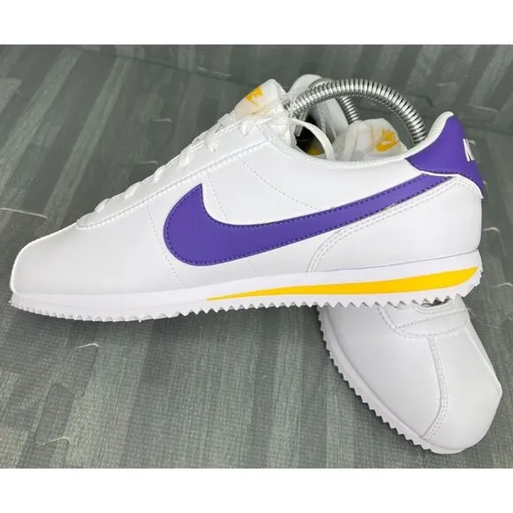 Nike Cortez Lakers Sneakers White Purple Boys Size 7Y DM0950-105