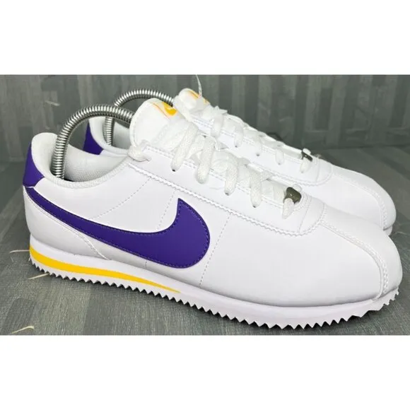 Nike Cortez Lakers Sneakers White Purple Boys Size 7Y DM0950-105