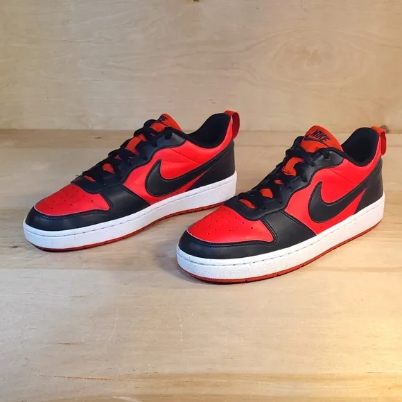 Nike Court Borough Low Red Black Youth Sneakers