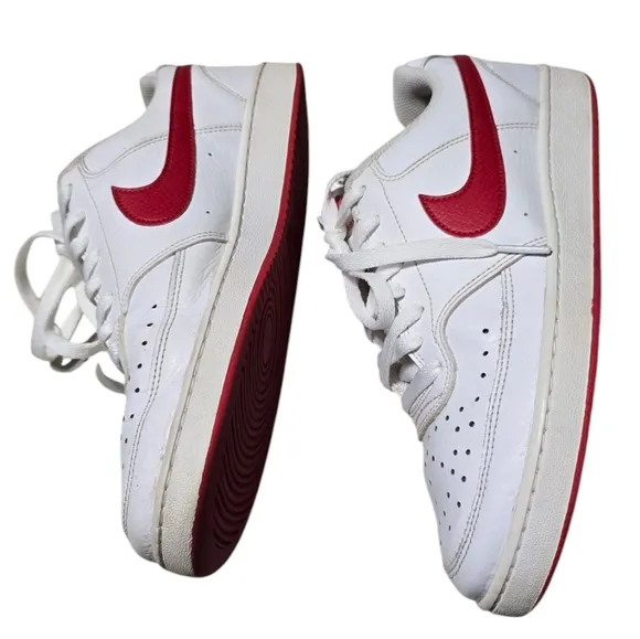 Nike Court Vision Men's White and Red Sneakers
