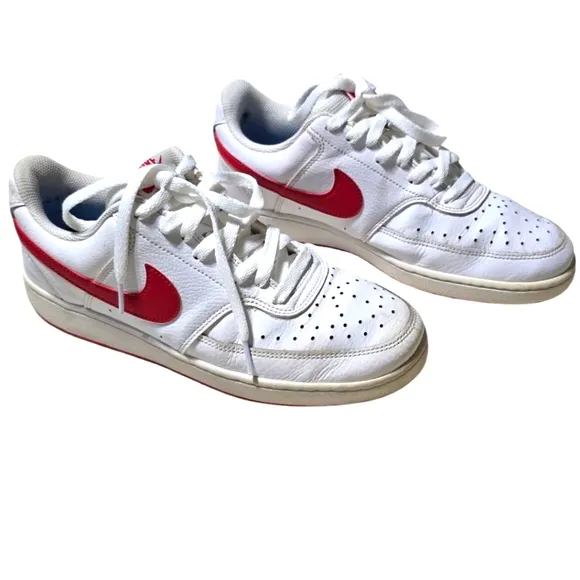 Nike Court Vision Men's White and Red Sneakers
