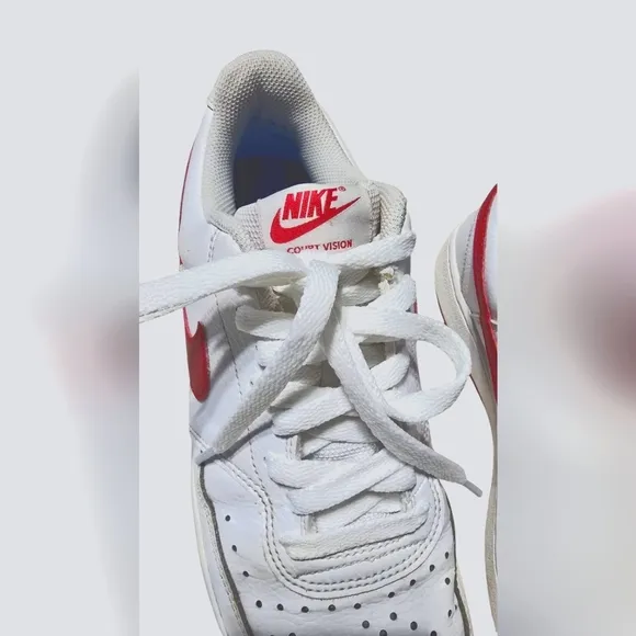 Nike Court Vision Men's White and Red Sneakers