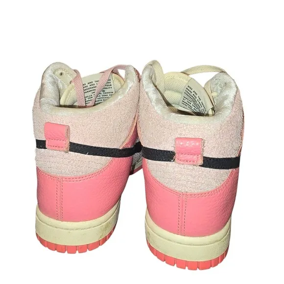 Nike Dunk High Top Sneakers Pink Black Swoosh Fashion Shoes Womens Size 7